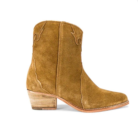 Free People Shoes - Free People New Frontier Western Cowgirl Boots Camel Brown Suede Size 38.5